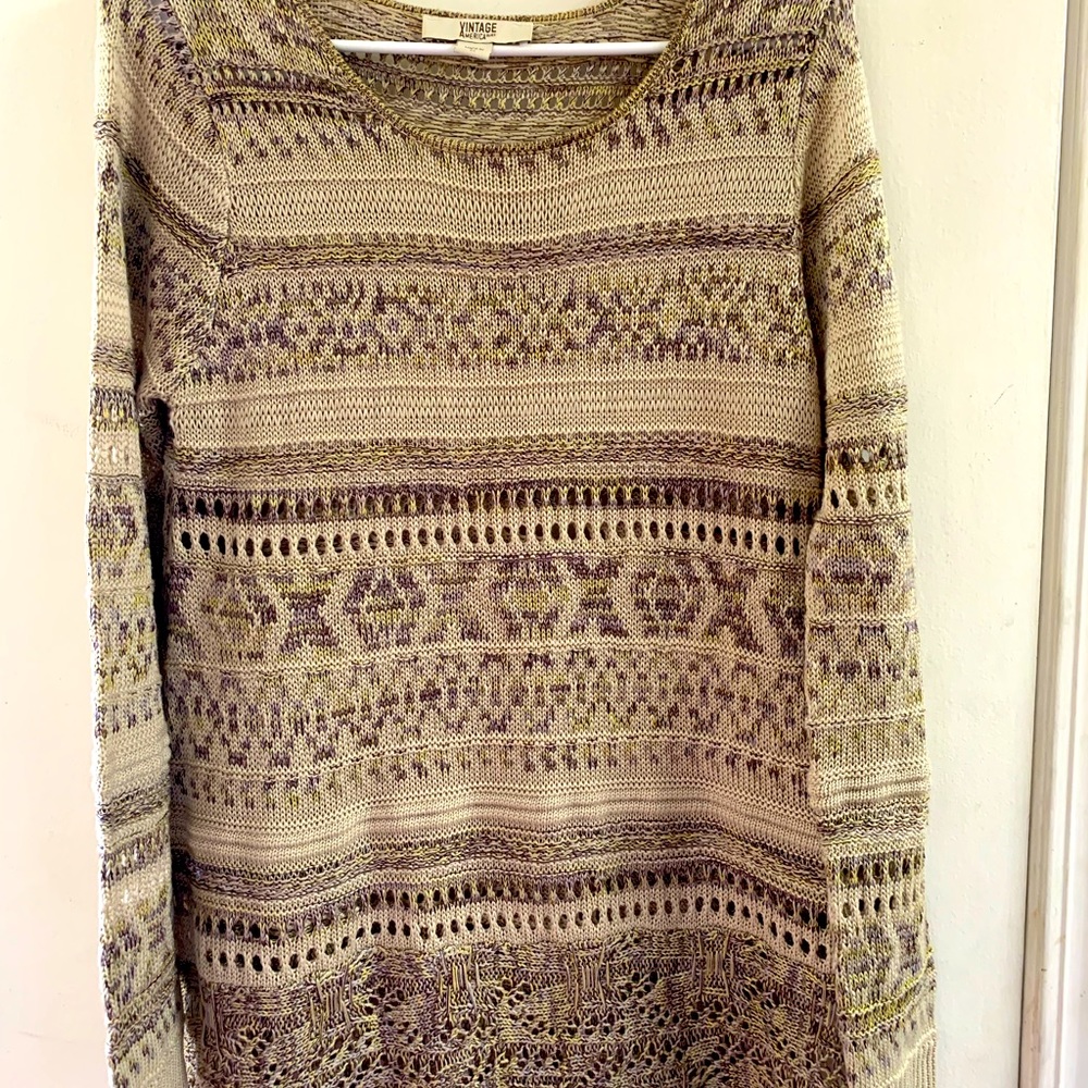 Women’s Vintage Blue American Long Sweater, Size M